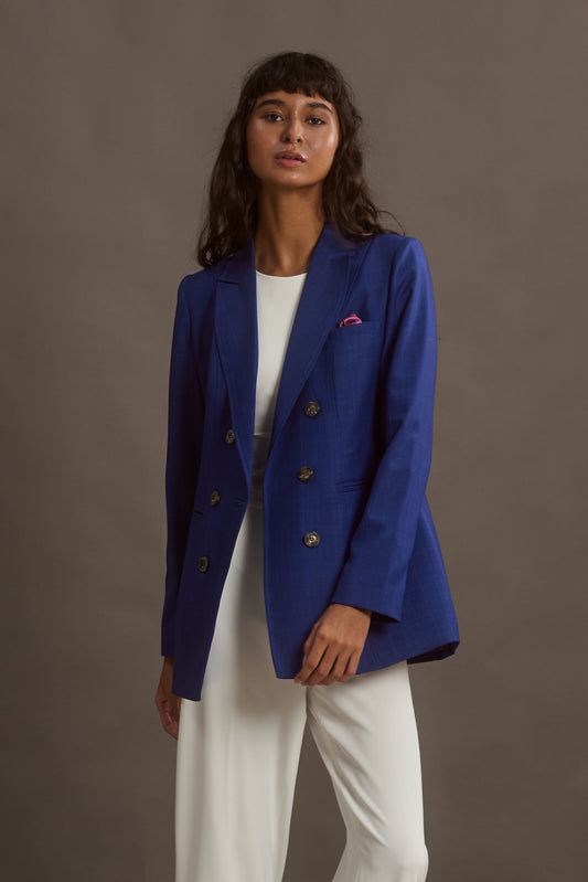 BLAZER VENECIA COLOR PLAID BARKLEY EGYPTIAN BLUE